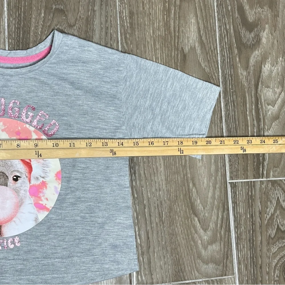 Girls Extra Small Gray Justice Funny Koala Crop Top - Picture 2 of 3